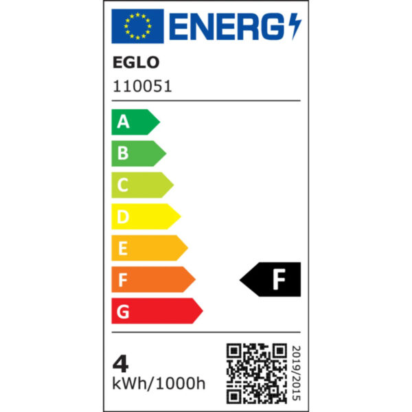 Energielabel EGLO ledfilamentlamp amber A75 E27 4W