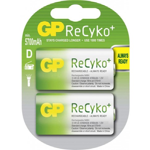 GP ReCyko+ oplaadbare D batterijen 5700mAh 2 stuks