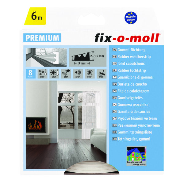 Fix-O-Moll - Tochtwering E-Profiel Premium Zelfklevend - 6m 9x4mm - Wit