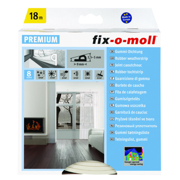 Fix-O-Moll - Tochtwering P-Profiel Premium Zelfklevend - 18m 9x5,5mm - Wit