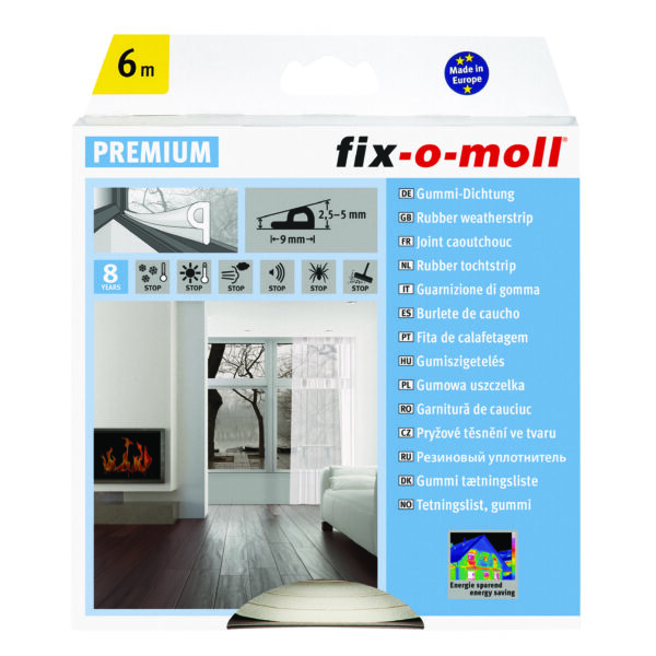 Fix-O-Moll - Tochtwering P-Profiel Premium Zelfklevend - 6m 9x5,5mm - Wit