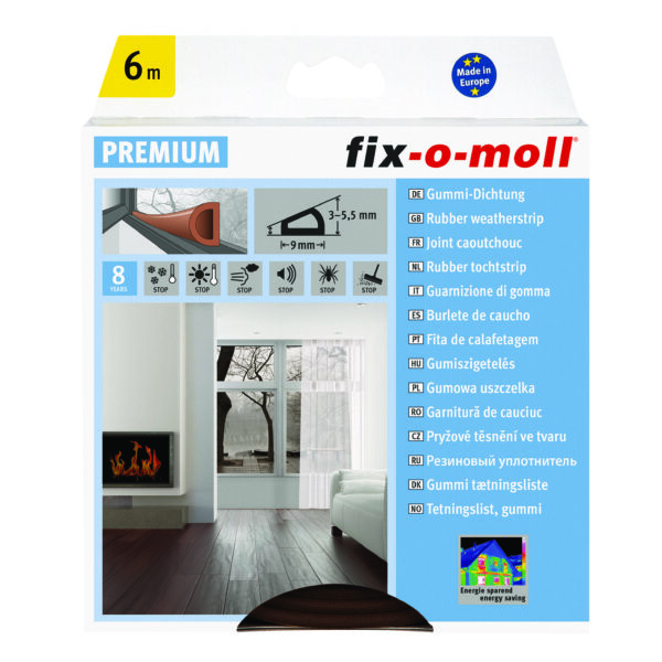 Fix-O-Moll - Tochtwering D-Profiel Premium Zelfklevend - 6m 9x6mm - Bruin