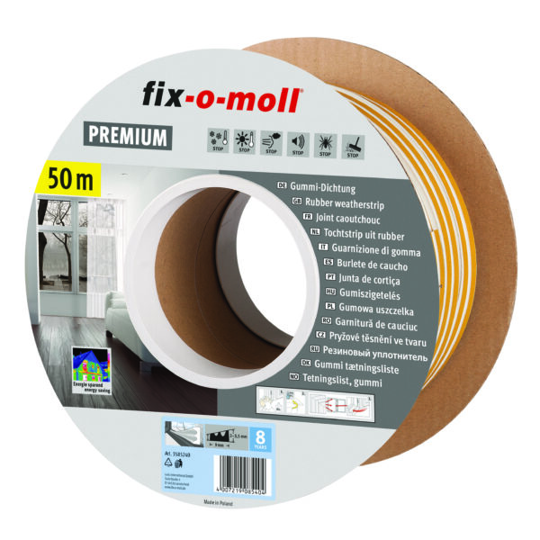 Fix-O-Moll - Tochtwering E-Profiel Premium Zelfklevend - 50m 9x4mm - Wit